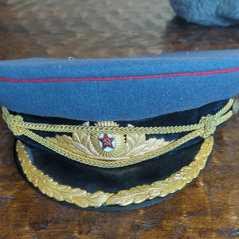 Blue and Gold Military Style Cap